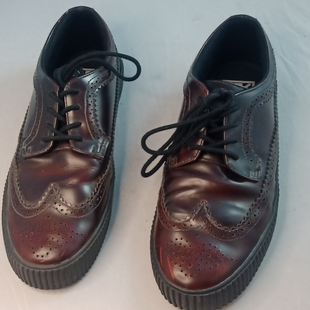 TUK T.U.K Burgundy wingtip creepers